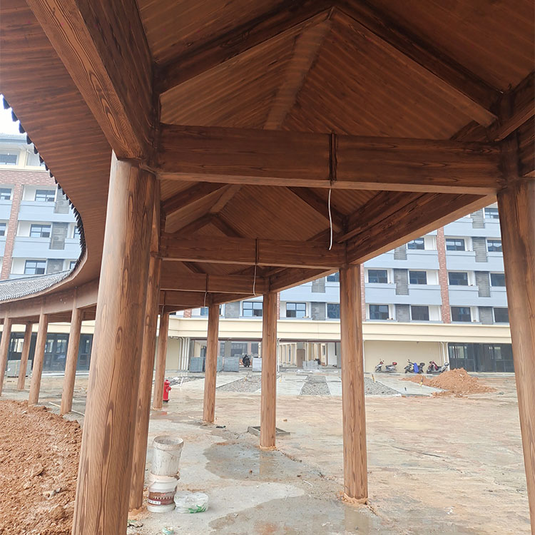 四川资阳镀锌管木纹漆施工多少钱#不锈钢#长廊花架#廊架护栏