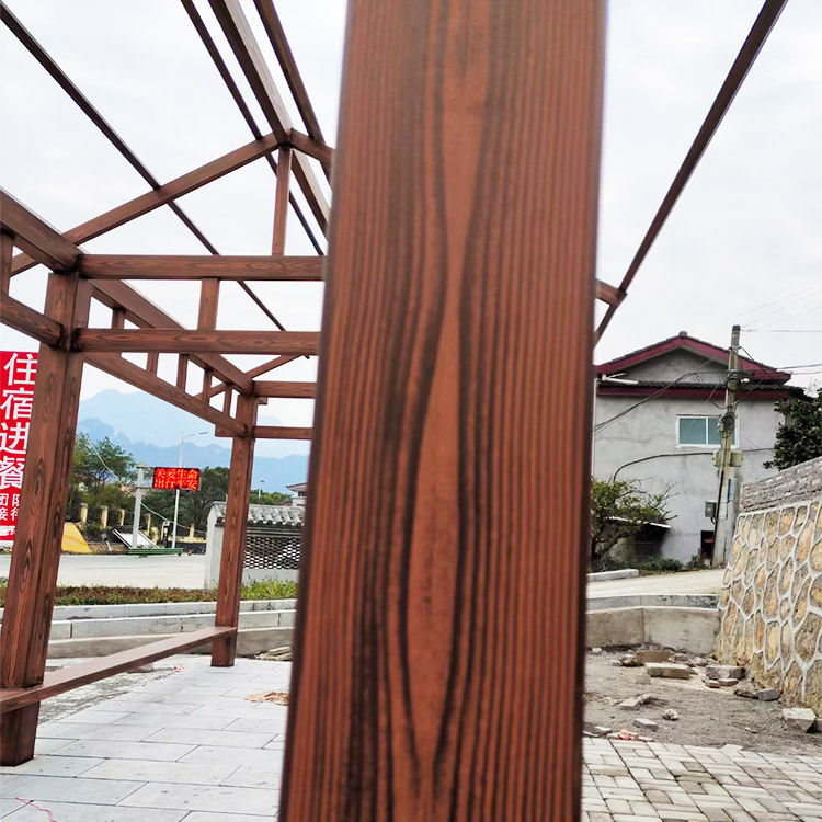 镀锌管木纹漆施工价格#方钢圆管#长廊护栏#园林建筑同城 本地域制造商