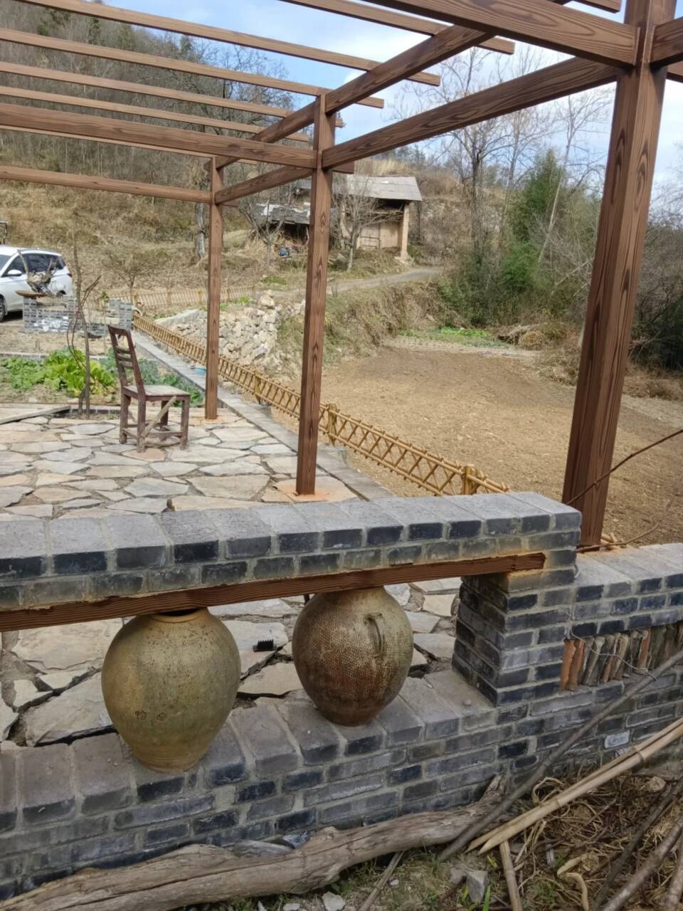 广东肇庆内外墙木纹漆厂家定制#廊架长廊#凉亭花架#栈道护栏