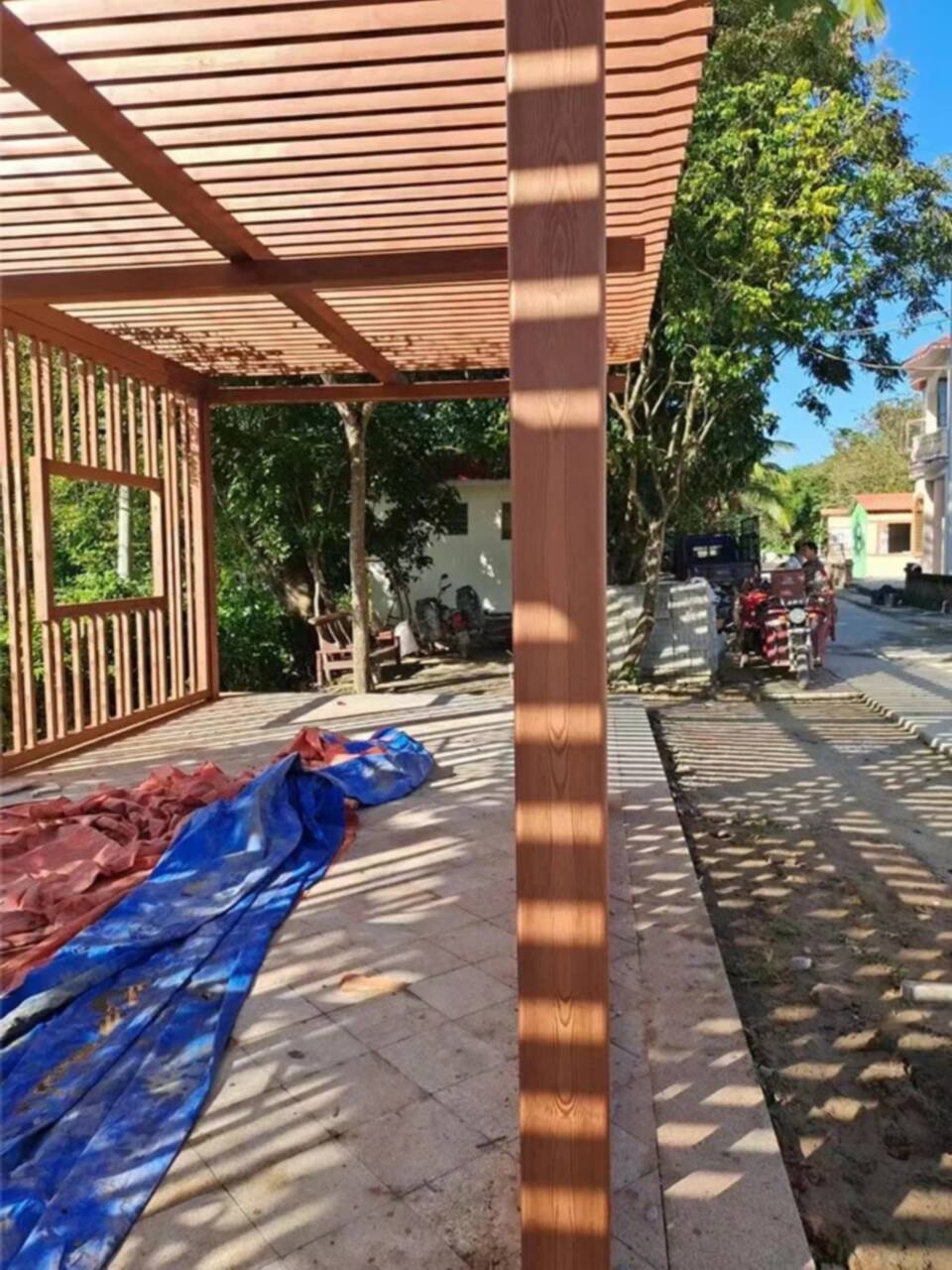 凉亭花架木纹漆施工价格#钢结构金属面#凉亭花架#仿古建筑性能稳定