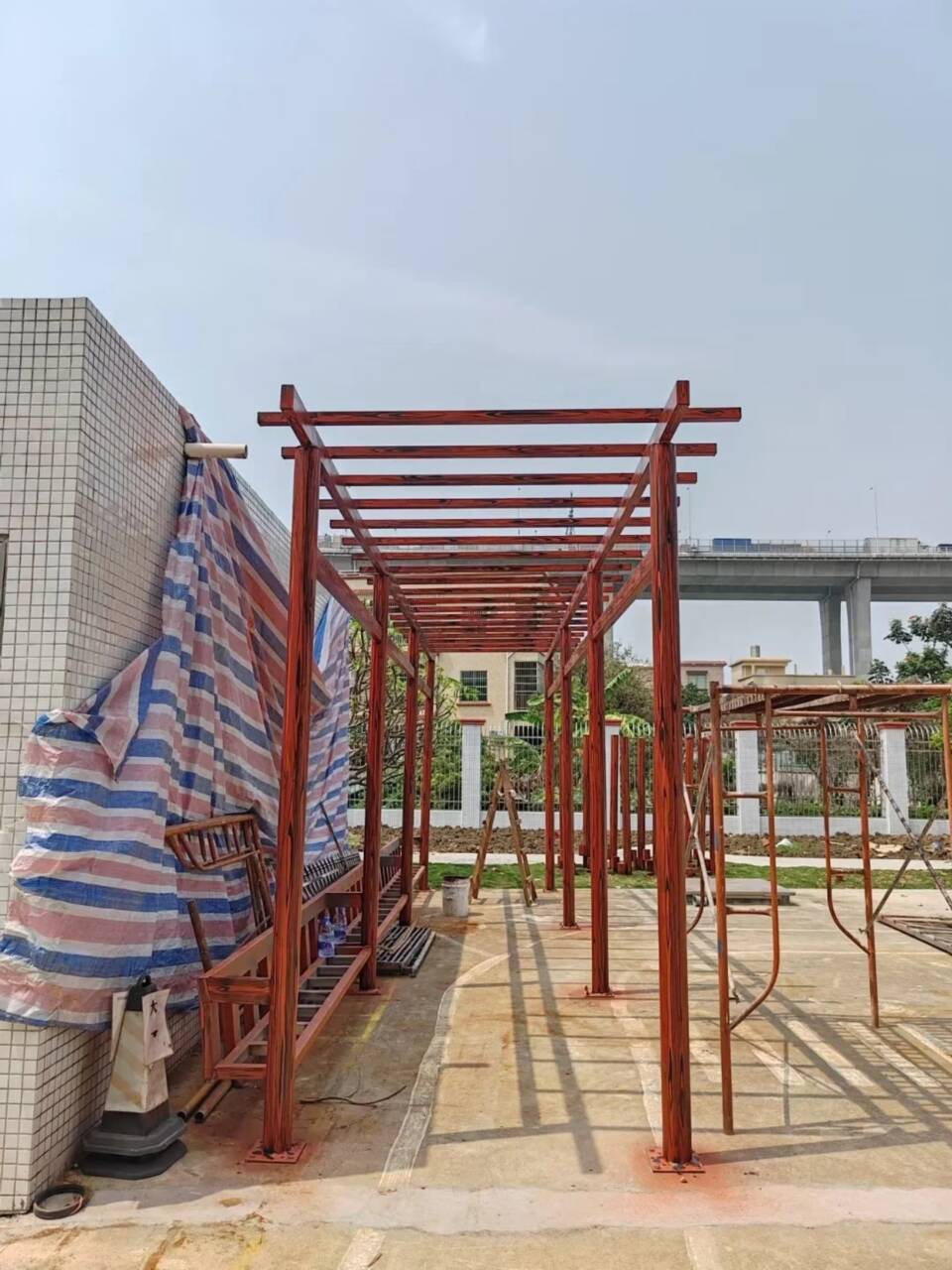 水性环保木纹漆,凉亭花架木纹漆,仿木纹漆厂家施工