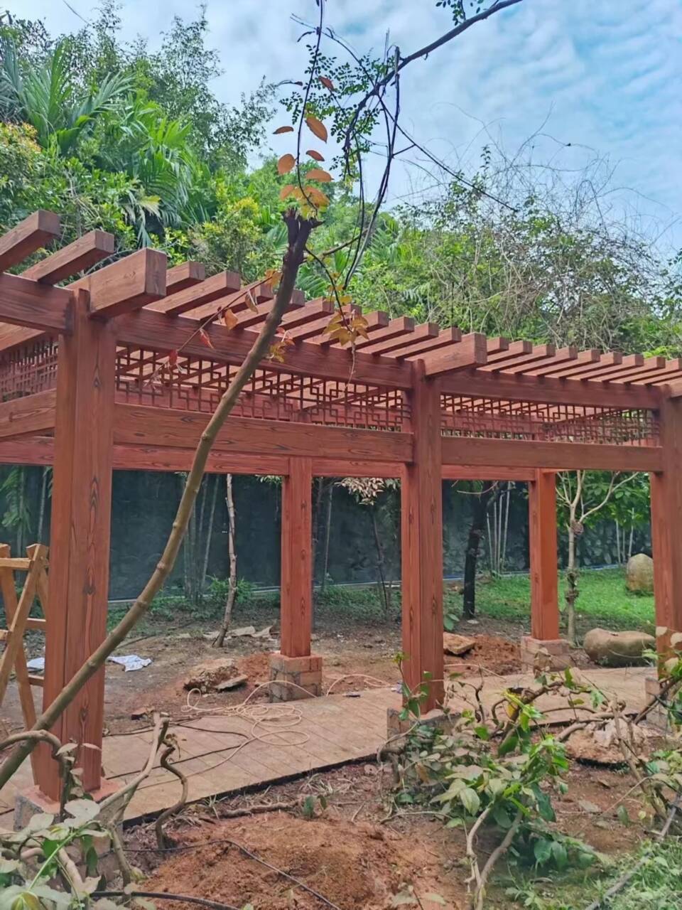 甘肃甘南不锈钢仿木纹漆多少钱一公斤#钢结构金属面#凉亭花架#仿古建筑