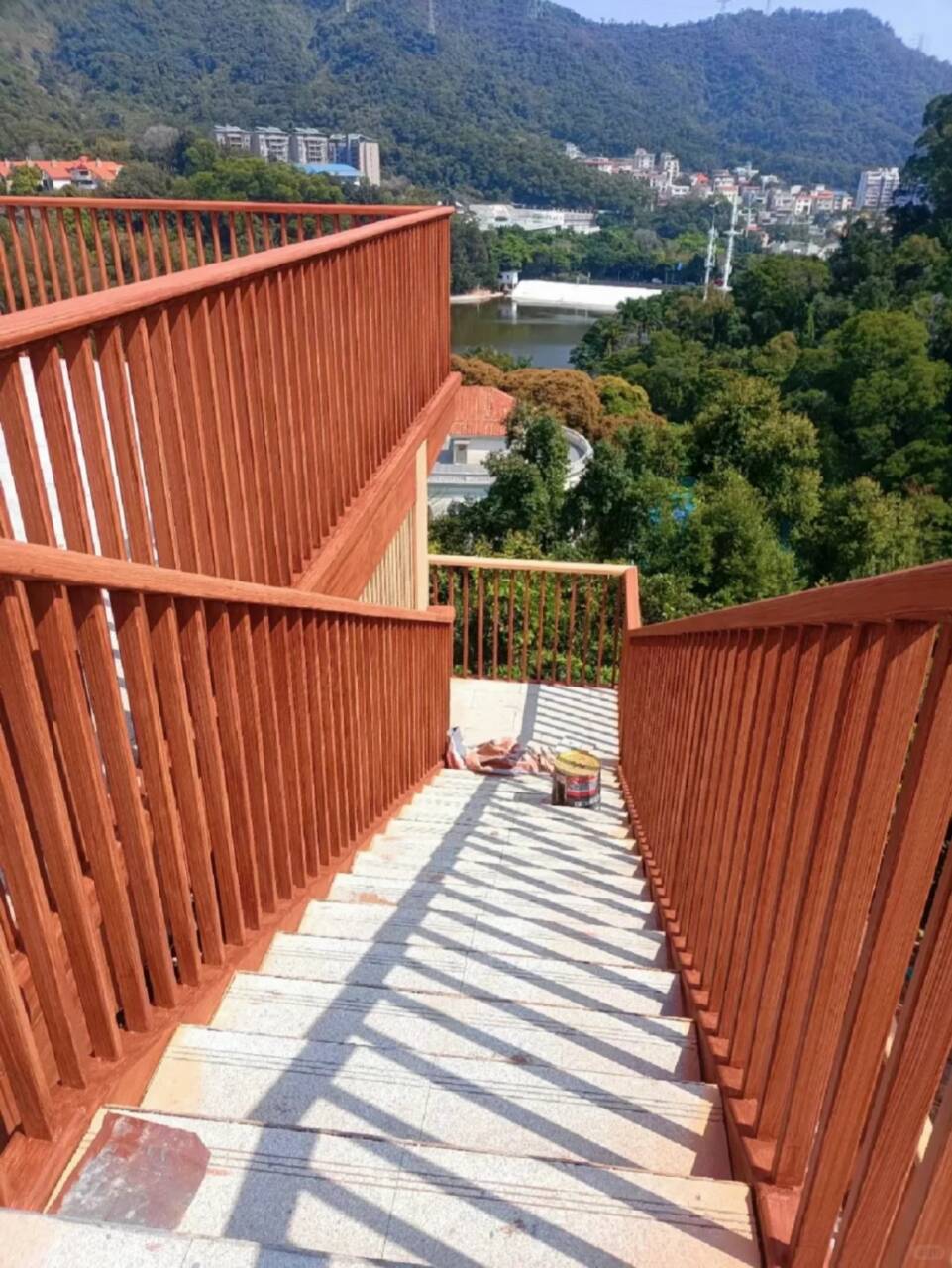 山东日照不锈钢仿木纹漆施工厂家#不锈钢#长廊花架#廊架护栏