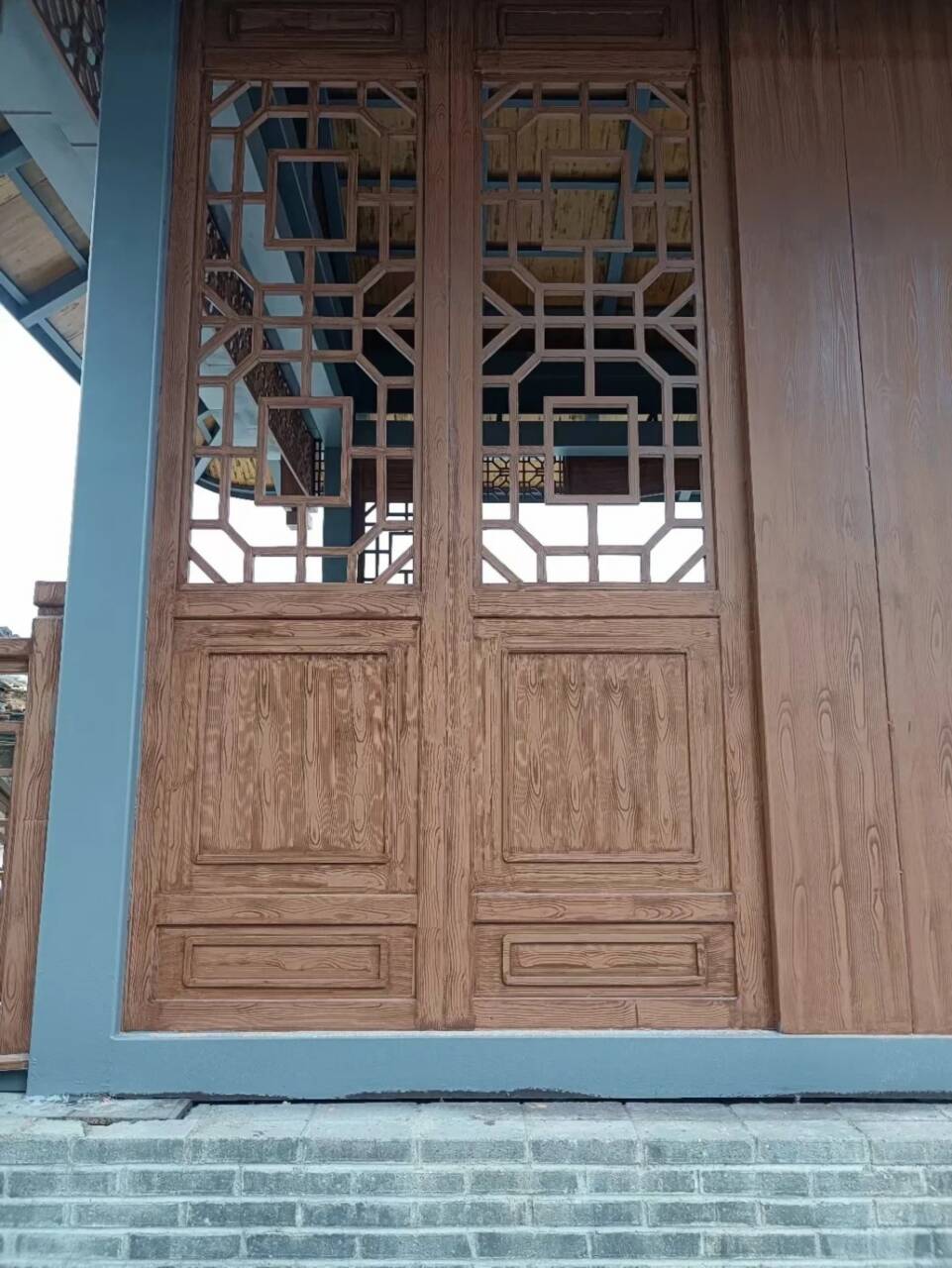 山东德州钢结构金属面木纹漆施工厂家#不锈钢#长廊花架#廊架护栏