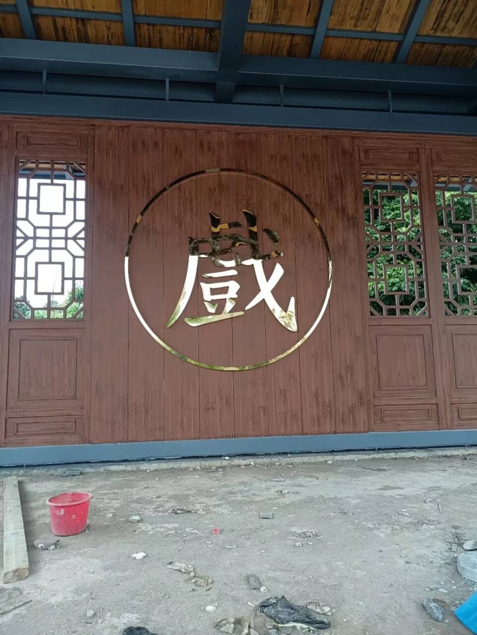 江苏扬州凉亭花架木纹漆批发价格#方钢圆管#长廊护栏#园林建筑