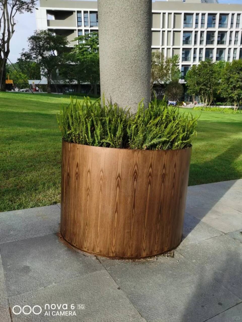 仿木纹漆厂家施工#方钢圆管#长廊护栏#园林建筑