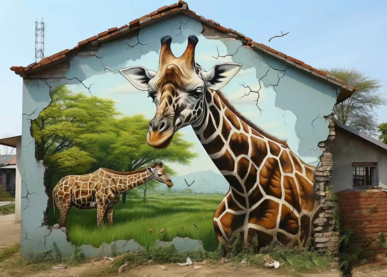 苏州张家港美丽乡村彩绘手绘墙绘画公司