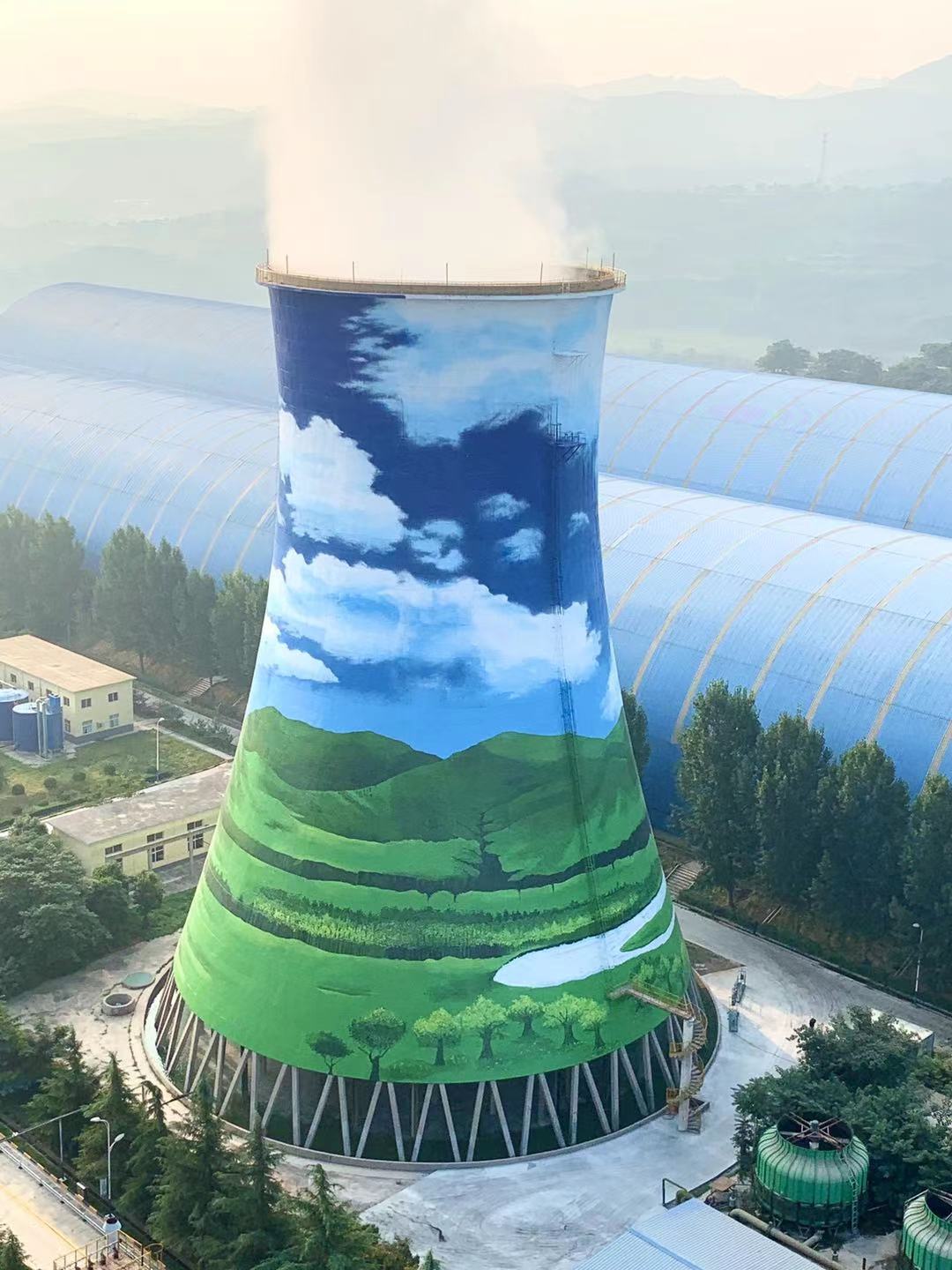 彩绘凉水塔美化图片